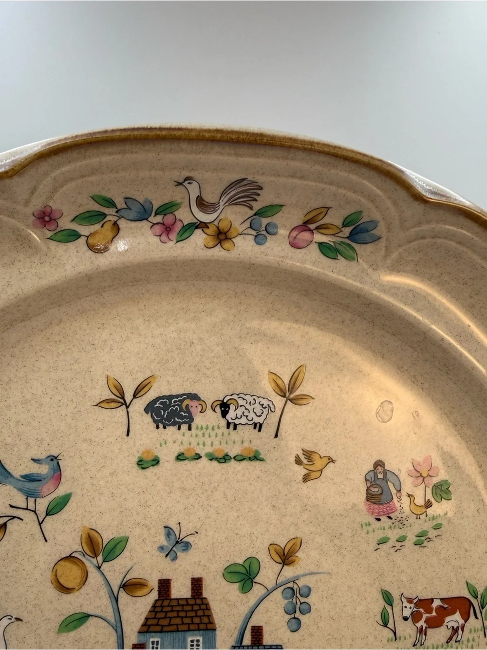 International Heartland Stoneware Round 12” Serving Platter Japan Cottage Core